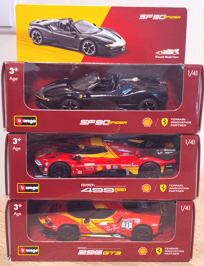 Predám autíčka Ferrari Shell – nerozbalené, zberateľský stav