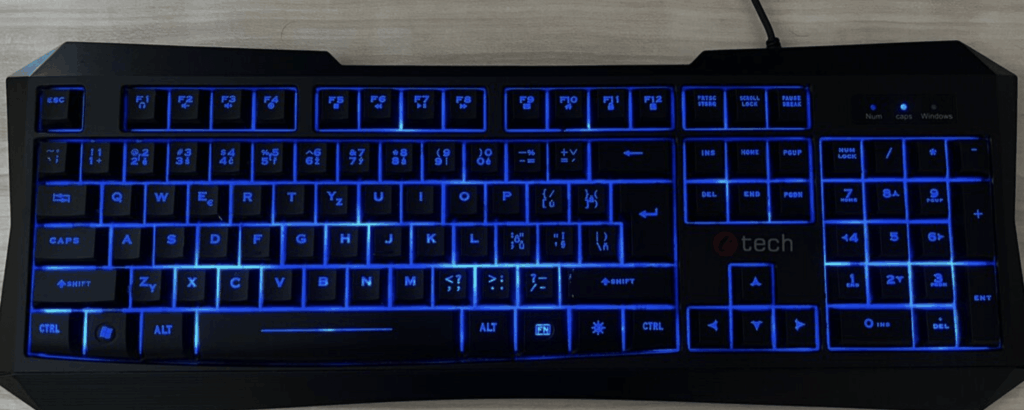 Herná klávesnica C-Tech Nereus CZ/SK – funkčná, zachovalá