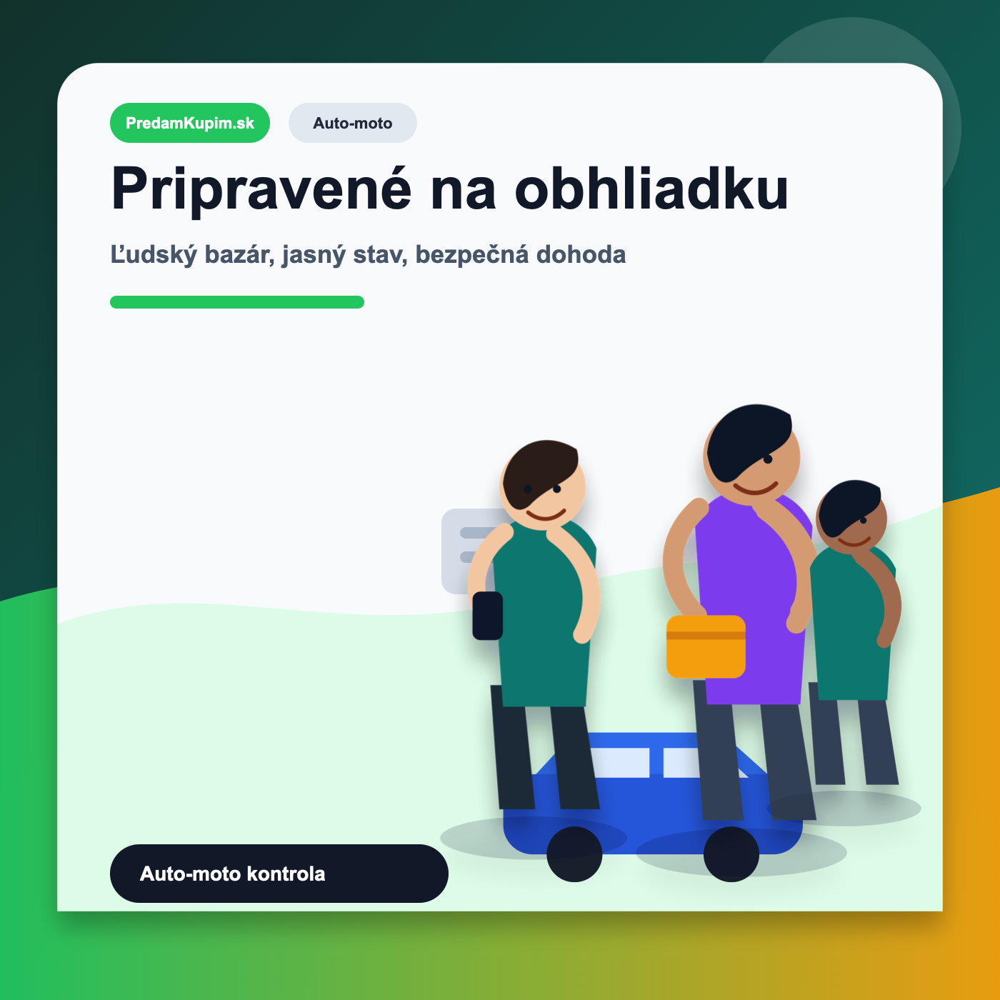 Auto-moto: premium editorial vizuál s ľuďmi pre článok Diely a príslušenstvo k autu: čo napísať, aby kupujúci nehádal kompatibilitu